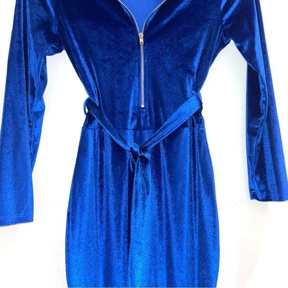 Vibrant Blue Velvet long sleeve Dress NWOT - Picture 4 of 5